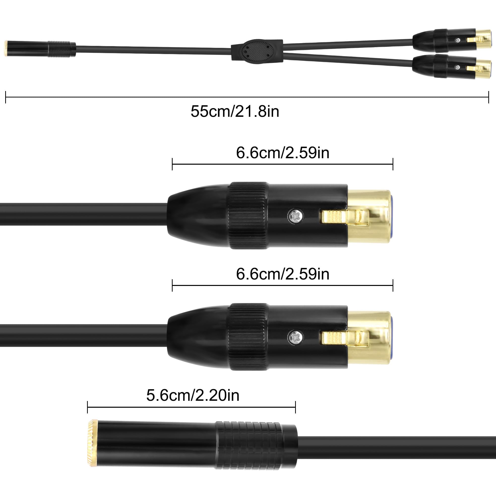 XMSJSIY 6.35mm TRS to Dual XLR Y Splitter Stereo Audio Cable 1/4" TRS Female to 2 XLR 3 Pin Female Microphone Patch Adapter Cord Replacement for Speaker Mic Guitar Mixer AMP - Image 2