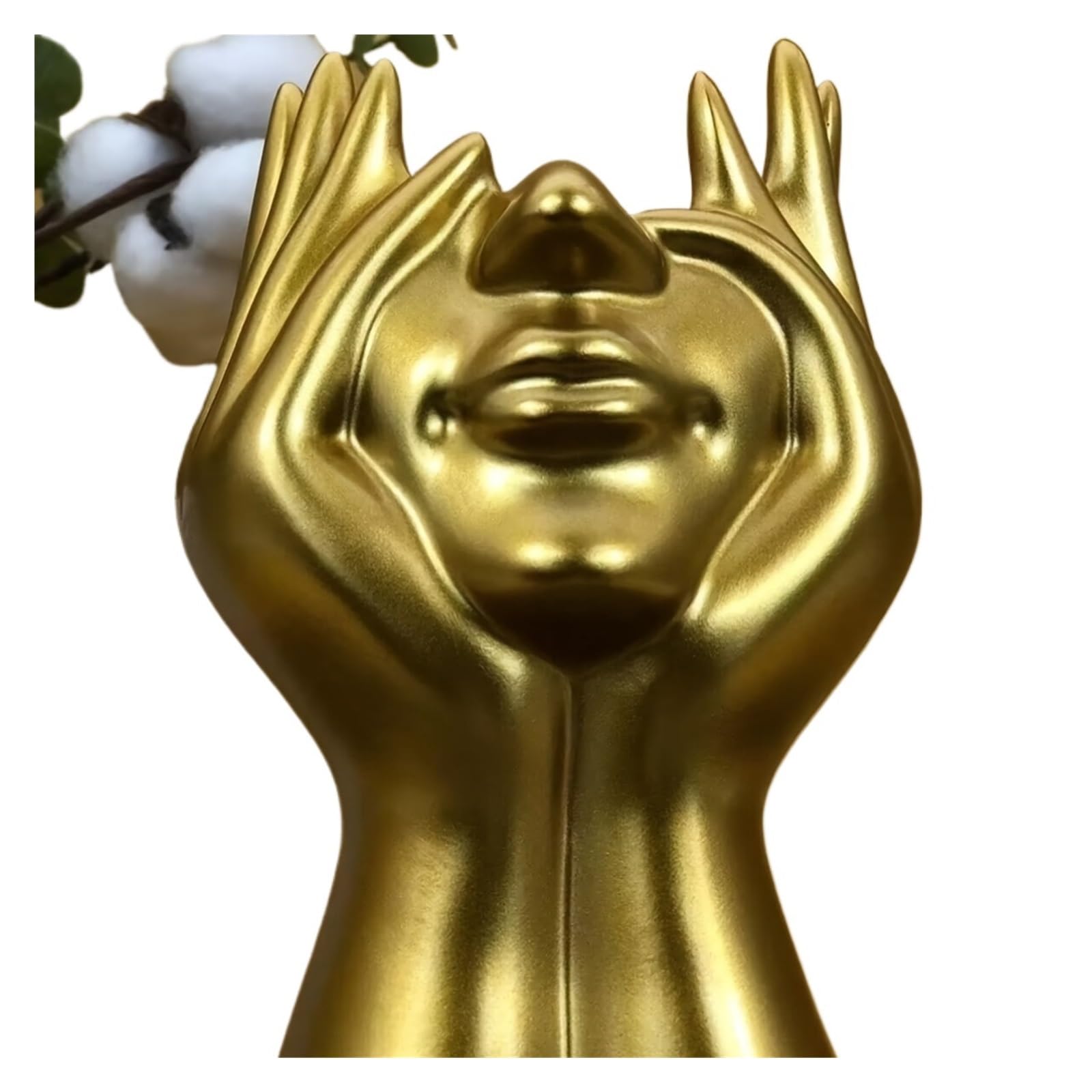 XUCZHAI Creative Office Pen Holder Organizer Home Face Decoration Vase Desktop Eyebrow Makeup Brush Art Sculpture Ornament(Gold)