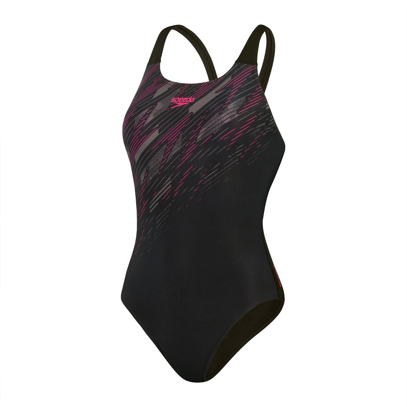 Speedo Black/Pink Hyperboom Placement Muscleback Swimsuit