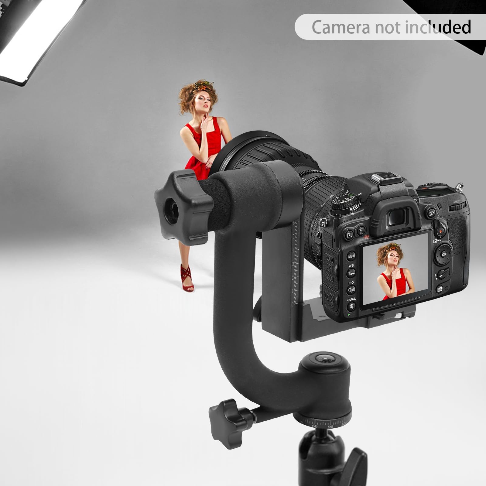 Testa professionale per treppiede, capacità di carico di 20 kg, rotazione a 360°, piastra a sgancio rapido e livella a bolla, per fotografia di animali selvatici e uccelli