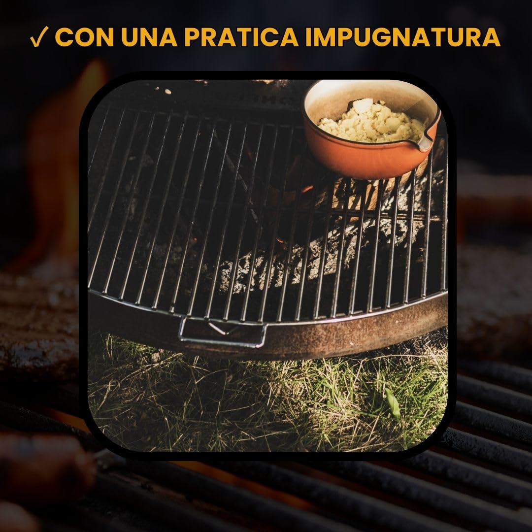 BonFeu BonGrill Griglia in Acciaio zincato - Piastra per griglia Plancha - Piastra per griglia a Gas, griglia Plancha a Gas, griglia Plancha - Tappetino per Ciotola da Fuoco - ½ Ø100cm