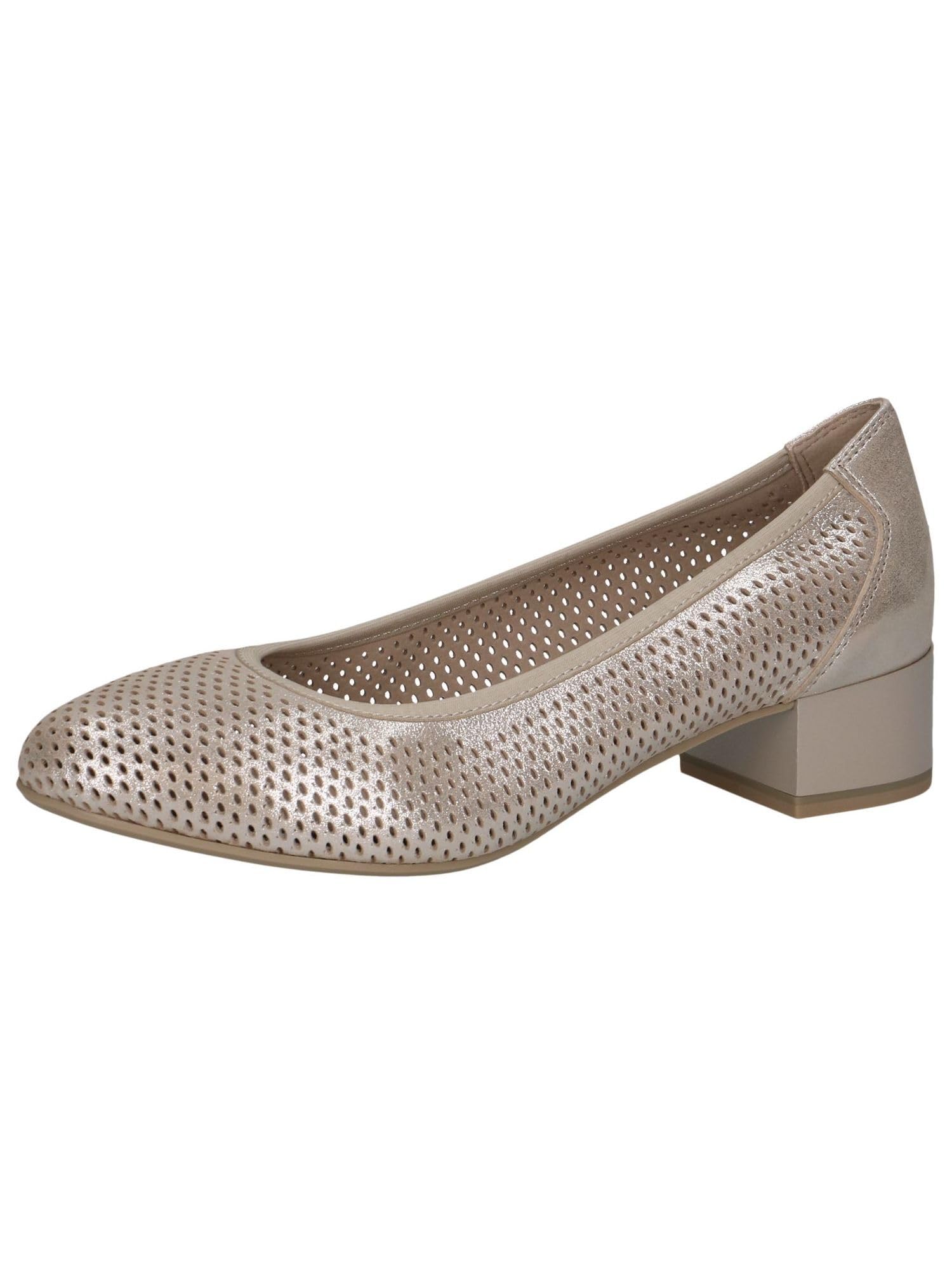 CAPRICE Women's Leather Pumps, Brown (Taupe Metallic), 5.5 UK