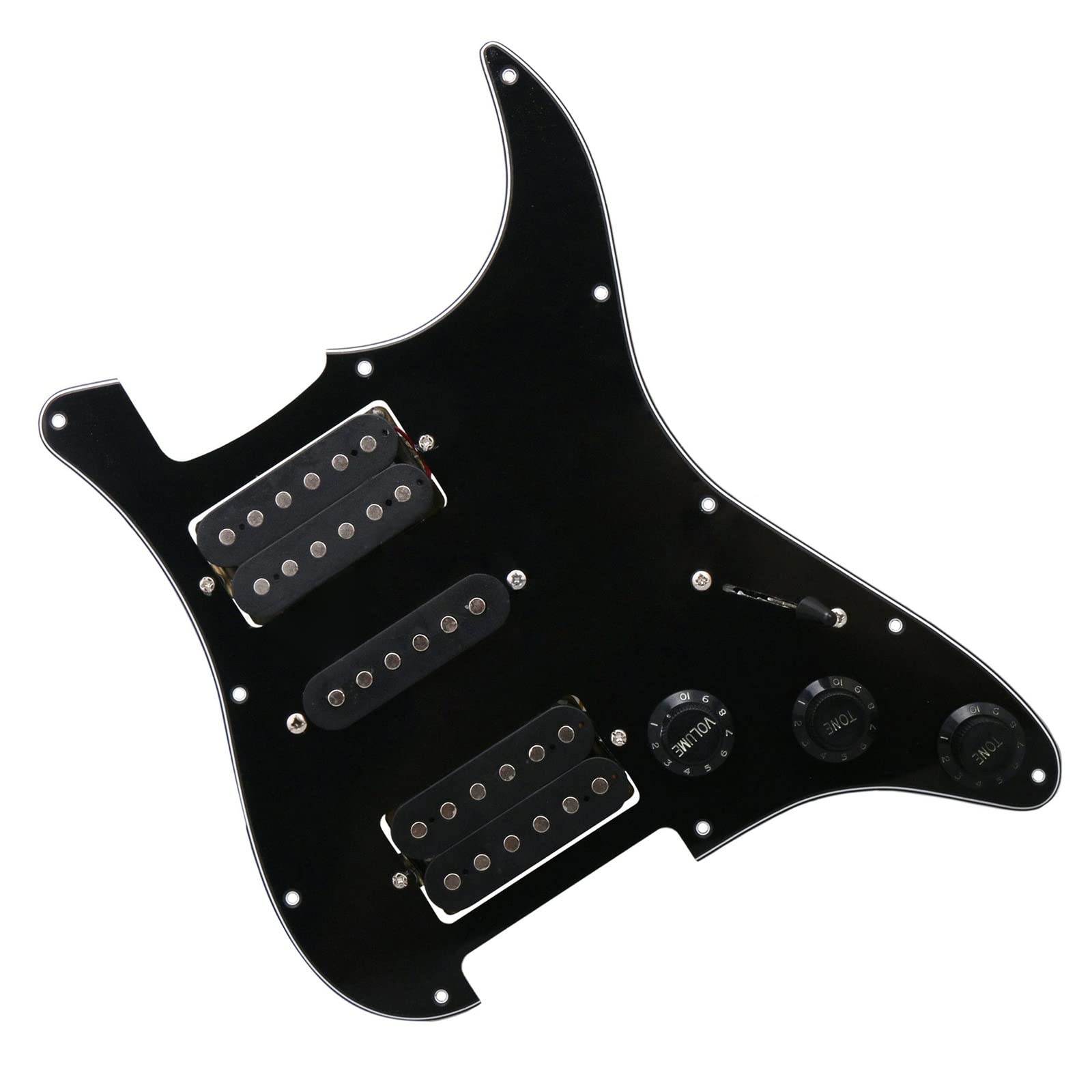 11-otworowa Maskownica Do Gitary Elektrycznej Z Okablowaniem Czarnym, Z 2 Humbuckerami I Jednym Zestawem Przetworników Z Pojedynczą Cewką Wstępnie Okablowana Pickguard