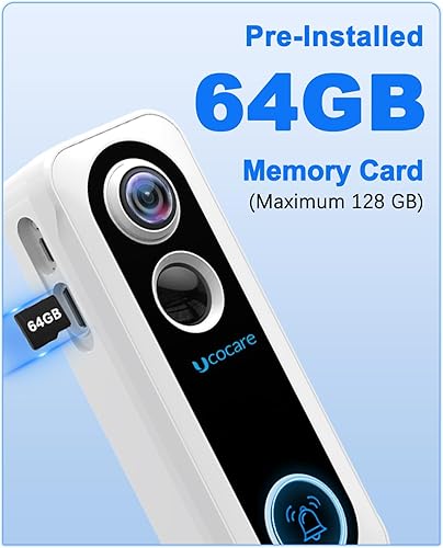 Miniatura 3 de UCOCARE Timbre de puerta inalámbrico FHD de 3 MP, timbre de video WiFi preinstalado, tarjeta SD de 64 GB, sin tarifas mensuales, detección de IA,