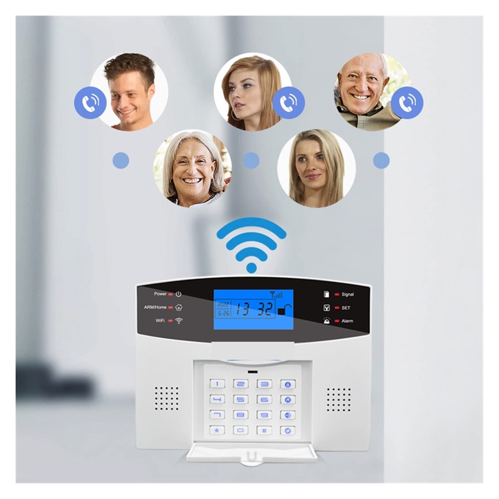 System alarmowy Wi-Fi Tuya WiFi inteligentny system alarmowy do domu bezpieczeństwo gsm Alarm antywłamaniowy 433MHz bezprzewodowy czujnik dymu do drzwi i okien zestaw syreny słonecznej (Color : E, S