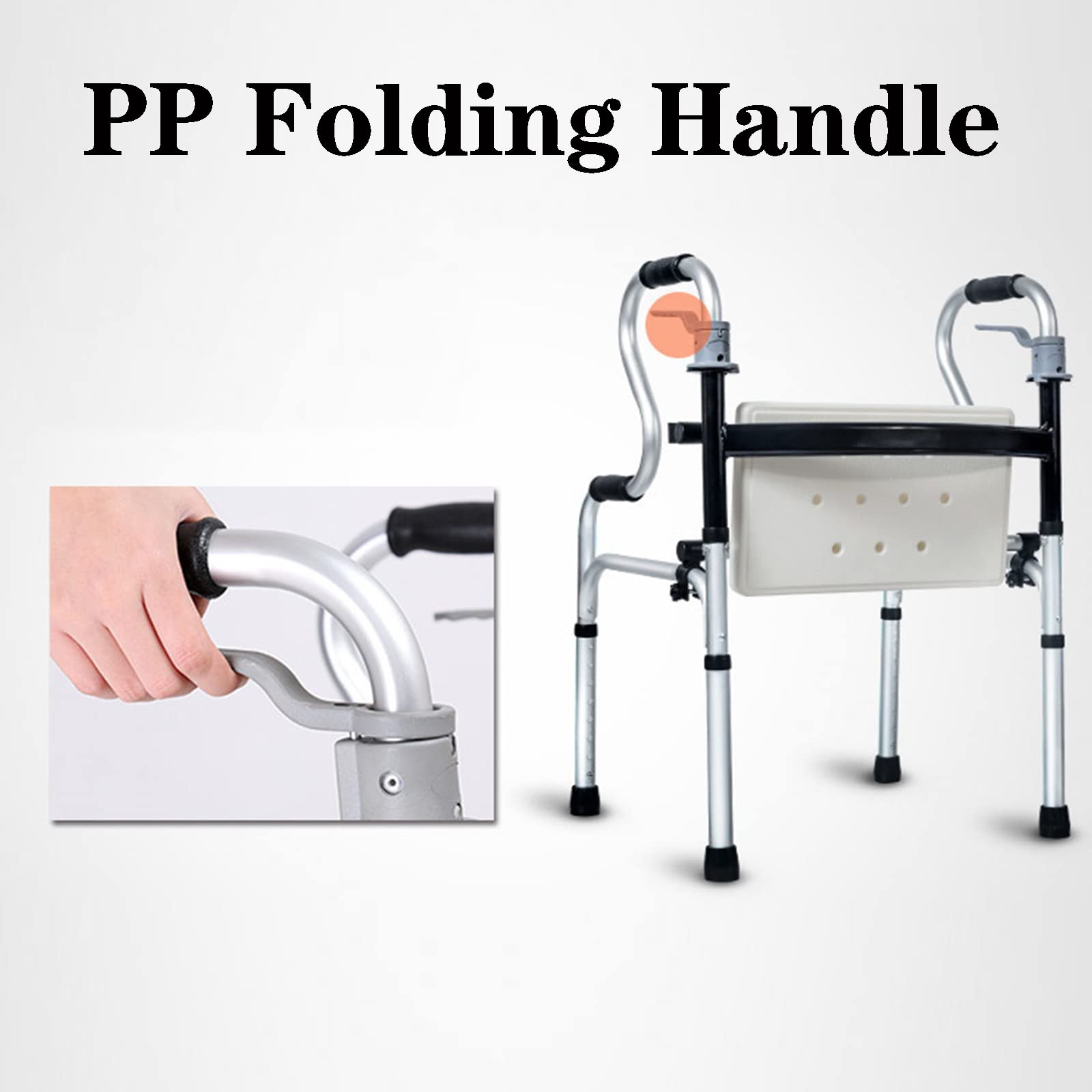 Cesta para Andador para Personas Mayores Plegable con Asiento, Cesta para Andador para Personas Mayores con Movilidad Plegable y Liviana, sin Ruedas, cestas para Andador médico de