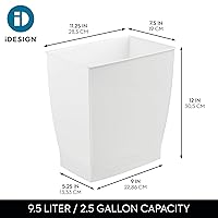 Vista 4 de iDesign - Basurero rectangular de plástico para spa, cesta de basura para baño, dormitorio, oficina en casa, dormitorio, universidad, 2.5 galones