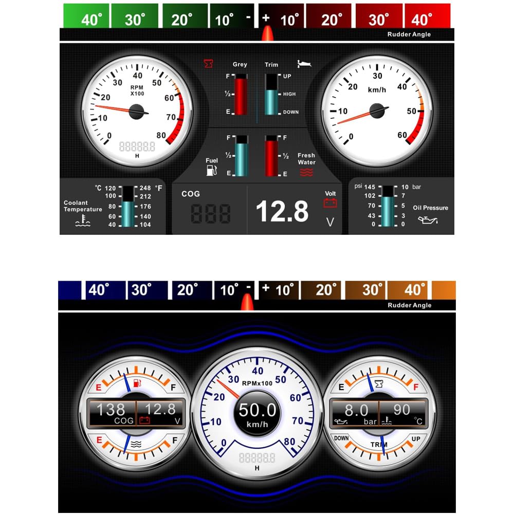 KUS TFT KMB-70 Monitor de datos integrado 7 pulgadas 178 mm Panel de visualización multifunción Compatible con red J1939 o NMEA 2000 para barcos de automóviles Se adapta a motores de dos combustibles