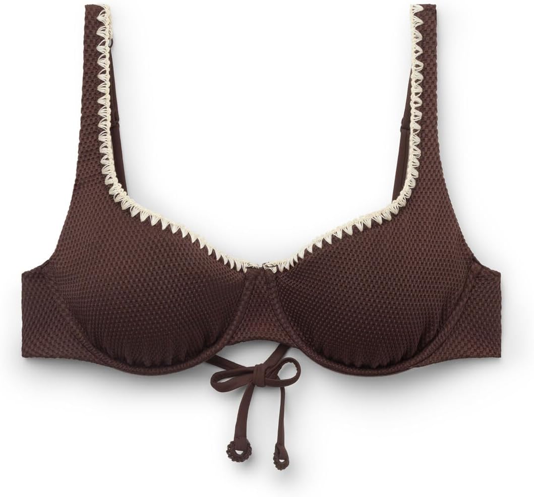 CALZEDONIA Woman's Balconette Swimsuit Top Bicolor Embroidery