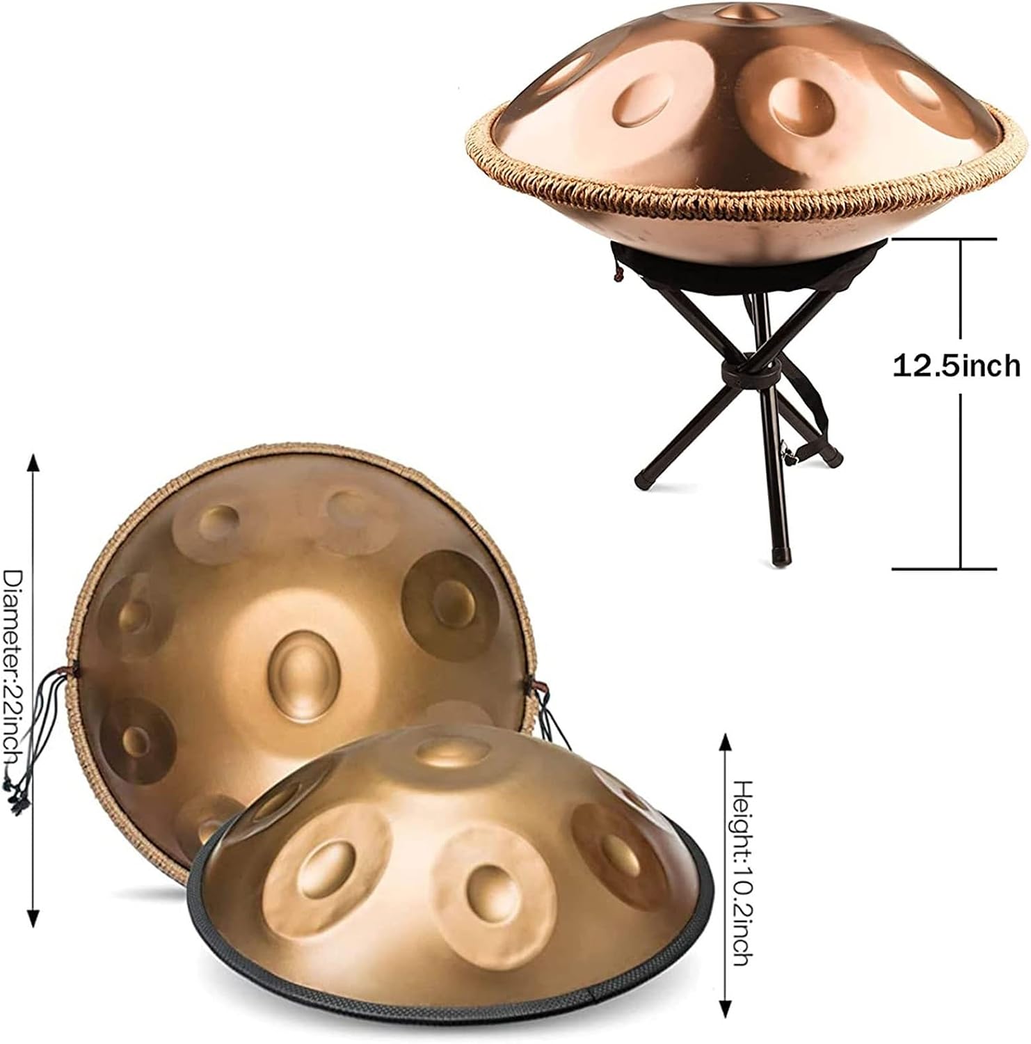ハンドパン打楽器、プレミアムスチールハンドドラム、9/10/12/14音符D