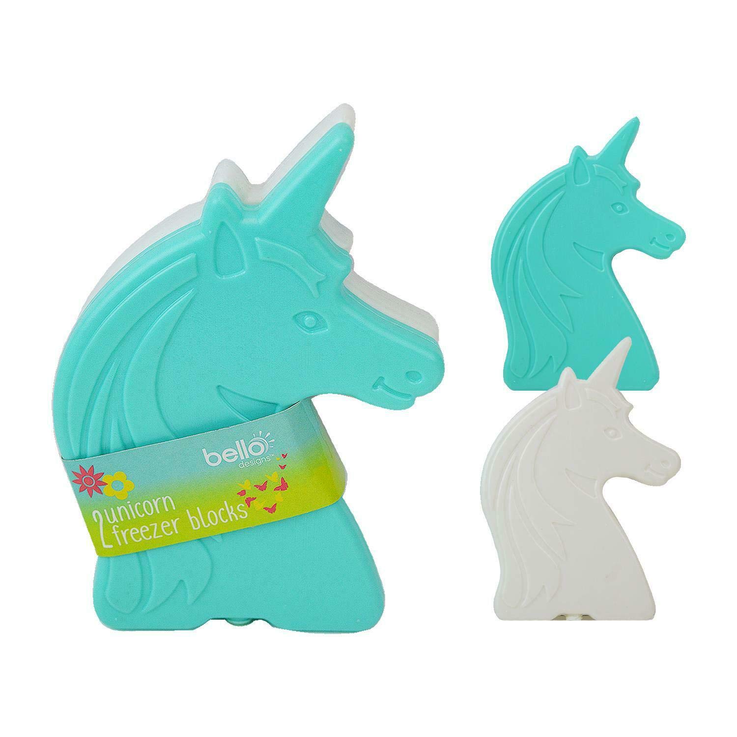 2 x Unicorn Freezer Blocks Picnic Holiday Summer Lunch Cooler Bags Blue White