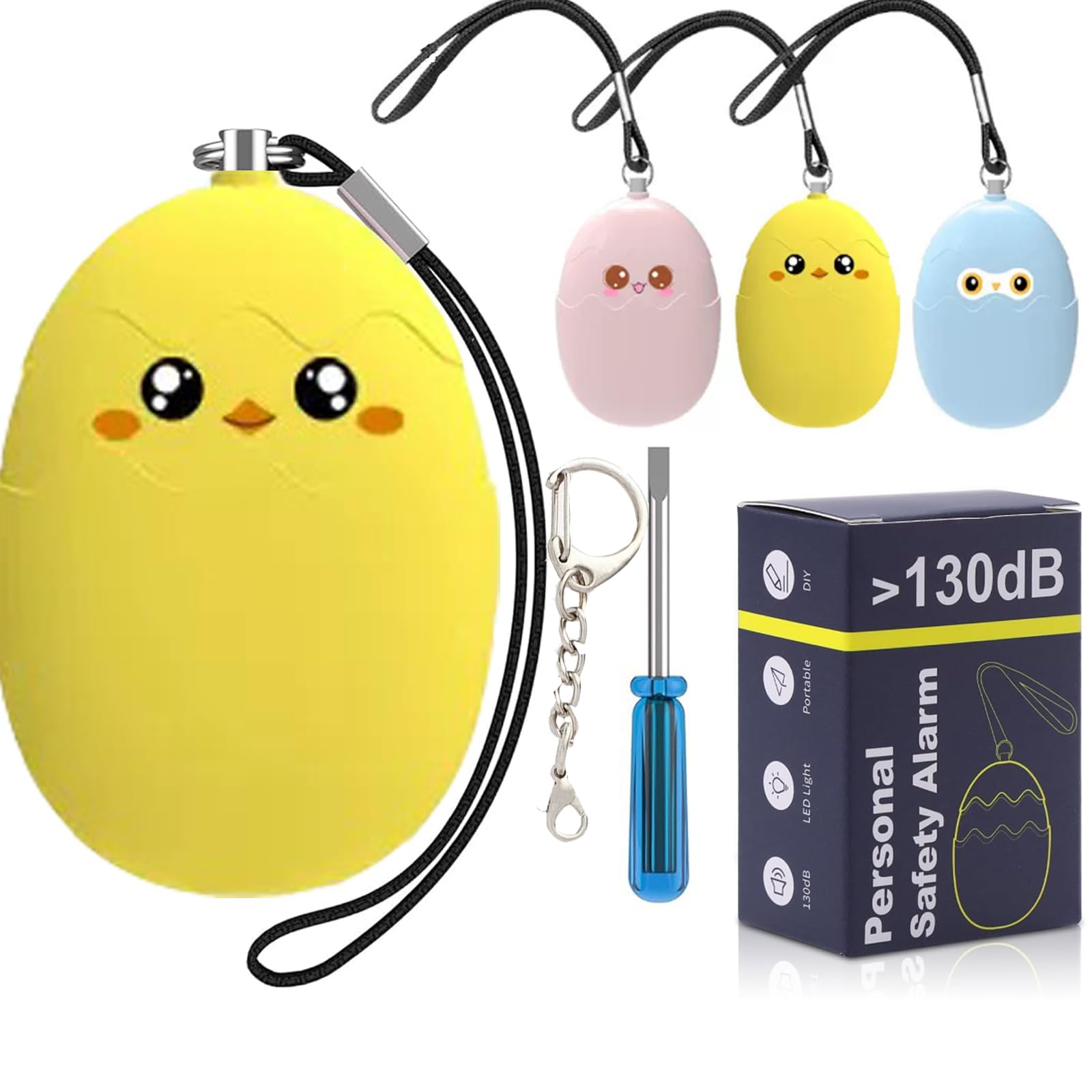 Personal Alarms for Women 130DB Loud Double Speakers , Reusable Police Approved Panic Alarm with Low Battery Notice Self Defence with Strobe Light, Safety Alarm Keychain Siren for Kids