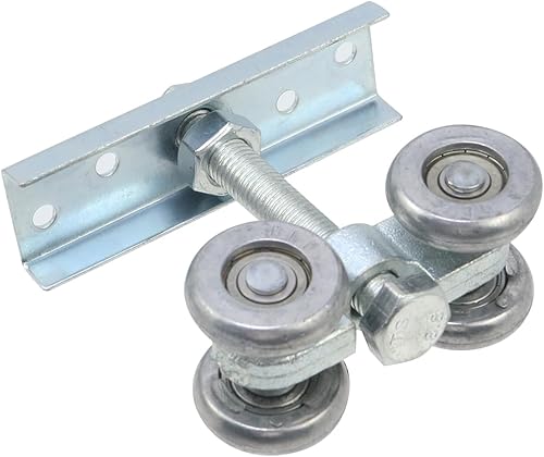 Miniatura 10 de KUMGROT 2 unidades de 4 ruedas de la caja de montaje del carril de la suspensión del carril de la rueda de la carretilla silenciosa del rodillo