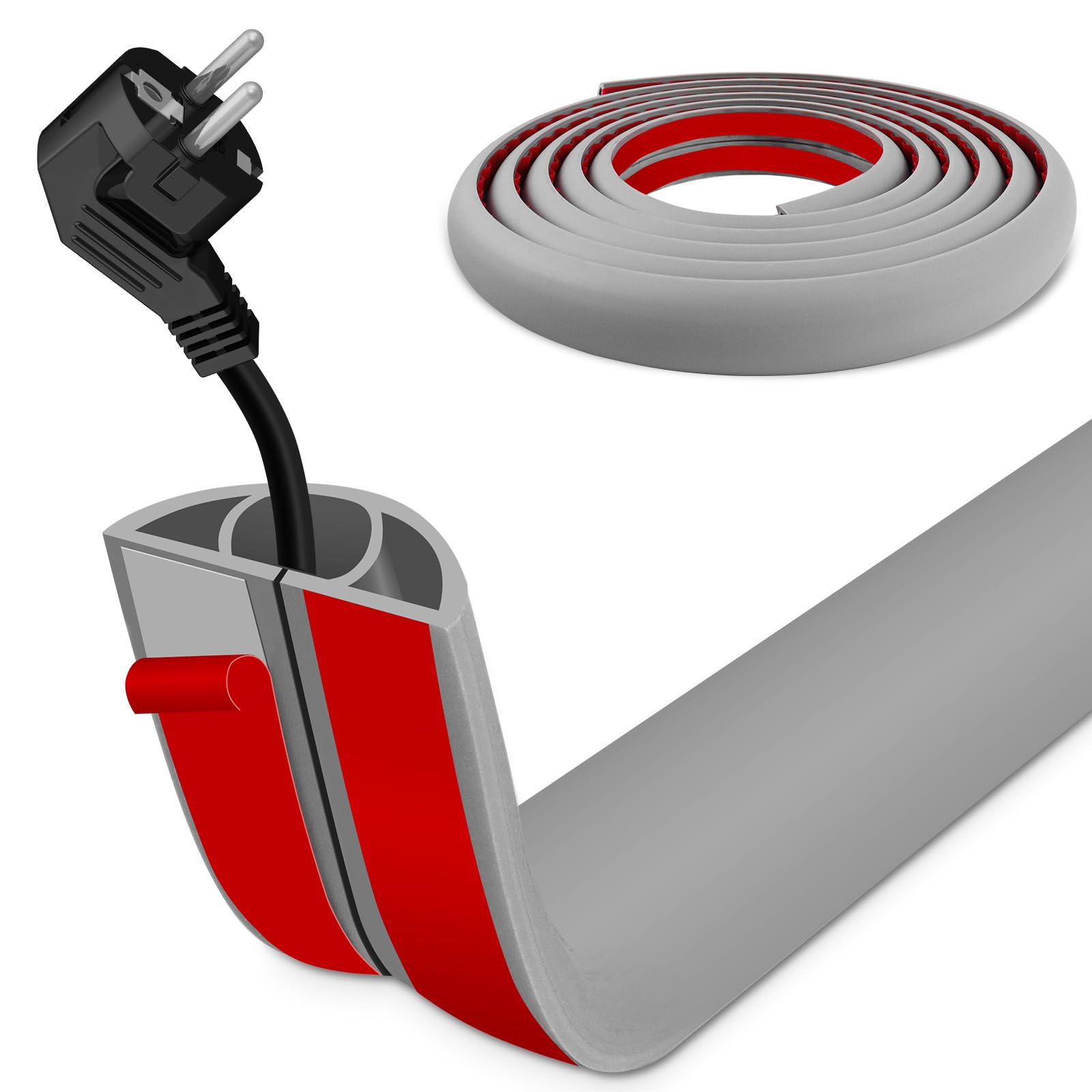 Floor Wire Cover 1m Self Adhesive Cable Floor Protect Cord,Cable Cover to Prevent Trip Hazards, Suitable for Home, Office, Factory, Warehouse and Other Places