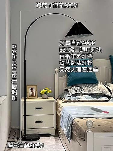 Miniatura 4 de SLNFXC - Lámpara de escritorio LED con cubierta plisada, lámpara de pie, lámpara de pesca, sala de estar, sofá, dormitorio, cama, piso vertical