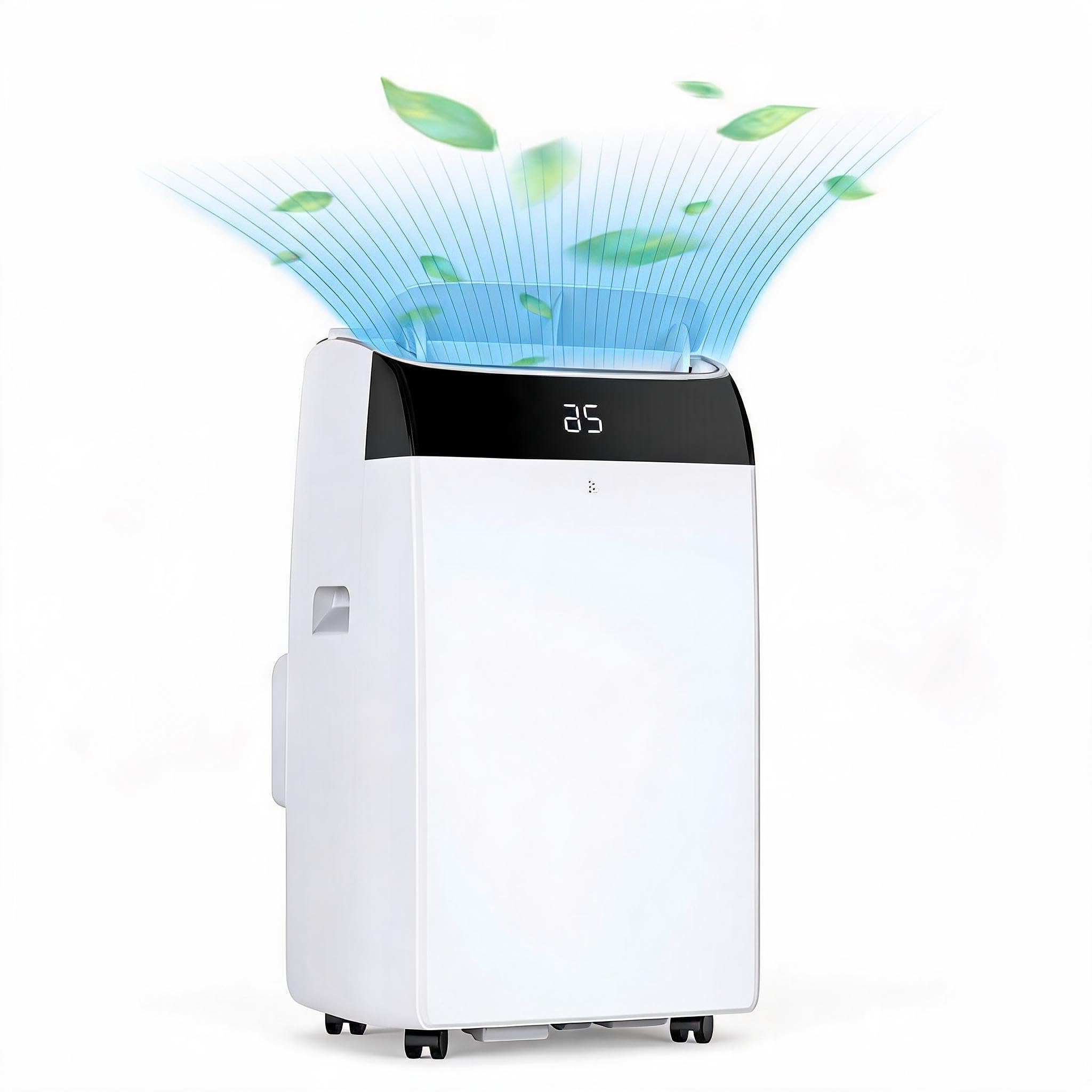 Aptliton White-2 Portable Air Conditioner 10000 Btu, 3-In-1 Mobile Air Con With Cooling Fan And Dehumidifier, Cools Up To 550 Sq.ft., 24H Timer, Remote Control, Led Display, Window Kit, White