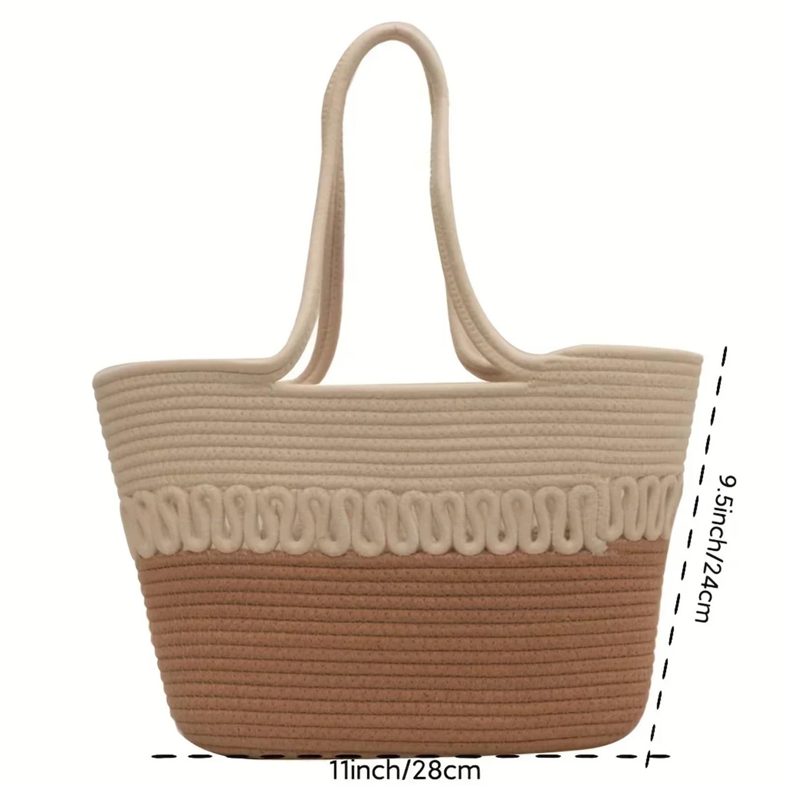 Bolsos de Paja Kits de Tejido, Bolso de Playa de Tela Caqui, Gran Capacidad, Hecho a Mano, Paja, Bolsa de Ocio for Vacaciones de Verano, Bolsos de Mujer, Bolsas de Compras(A)