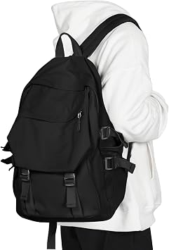 coowoz Casual Daypack Large upgraded version College Laptop Backpack for Men Women Water Resistant Lightweight School Bag Travel Rucksack for Sports High School Middle Bookbag for girls Size LBlack