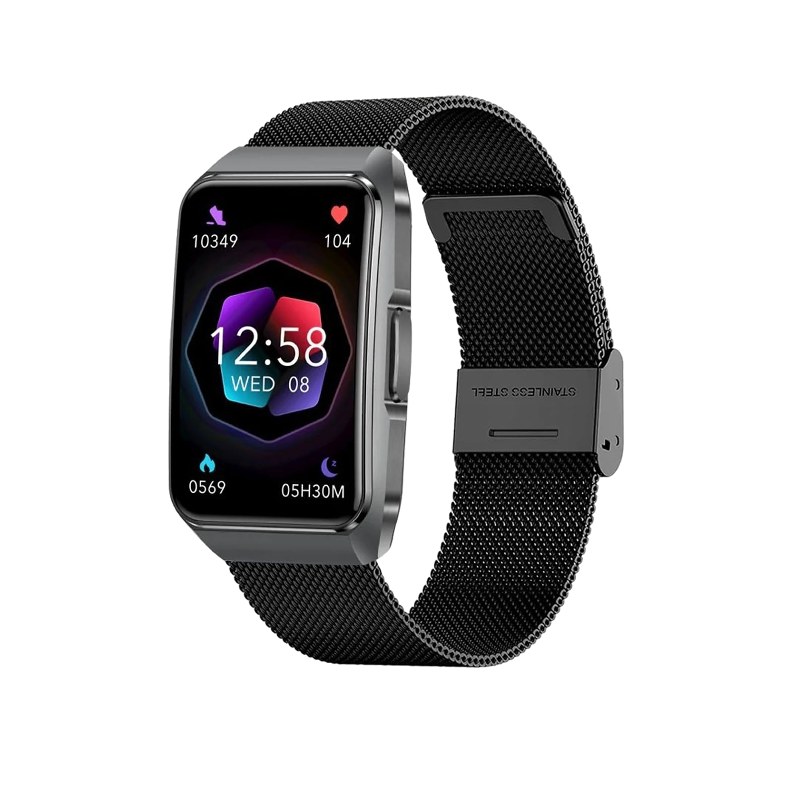 Knauermann Neo 2 Band Montre de santé ECG avec Surveillance de la Pression artérielle, SpO2, fréquence Cardiaque, Analyse du Sommeil, Fonction téléphone et Appel d'urgence, Bracelet milanais Noir