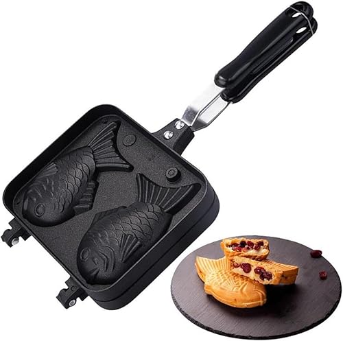 Taiyaki - Máquina para hacer gofres de pescado, Taiyaki japonés, Molde Taiyaki antiadherente, Molde para gofres de doble cara, Cortador de galletas