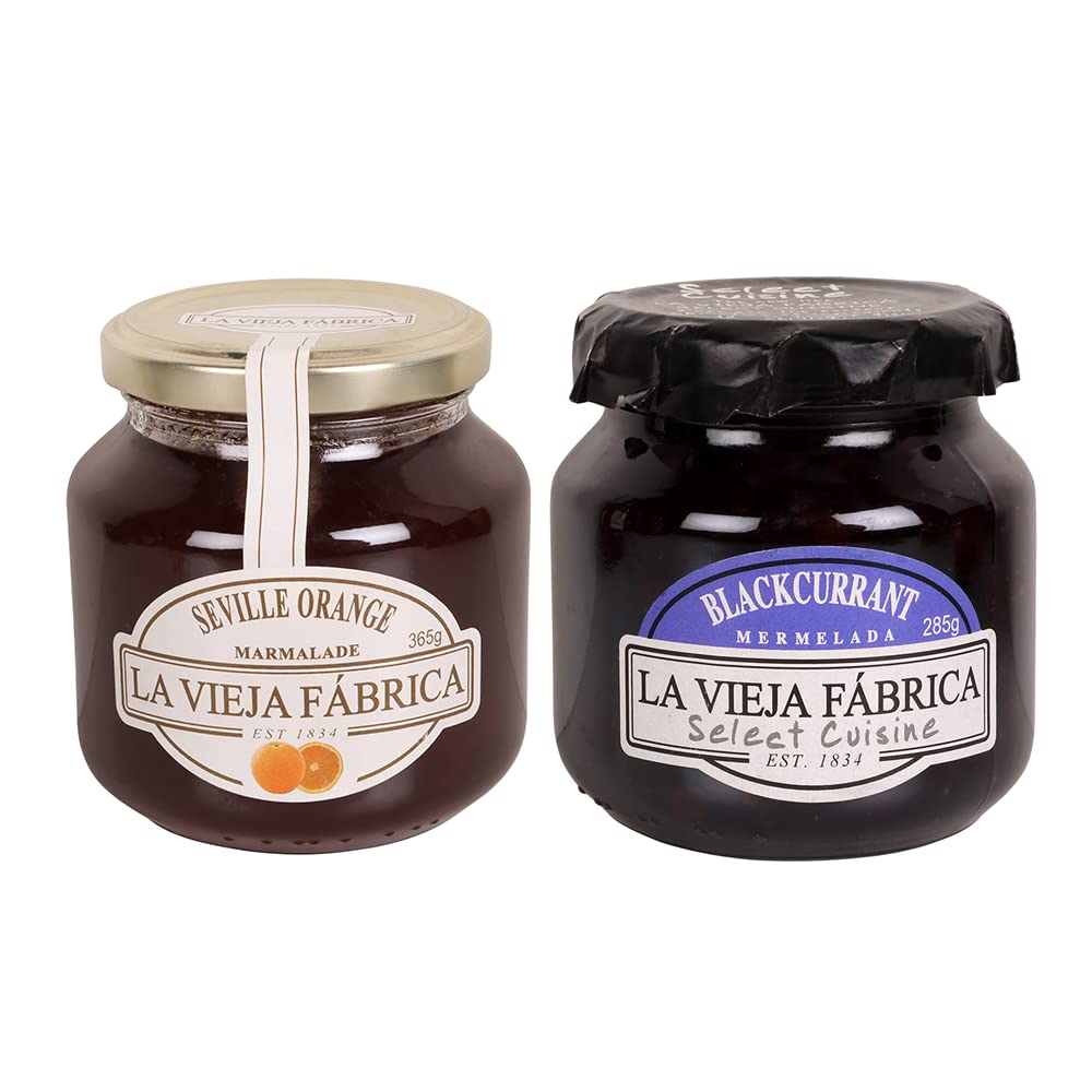 La Vieja Fabrica Jam Combo Pack of Orange jam 365g and Blackcurrant jam 285g