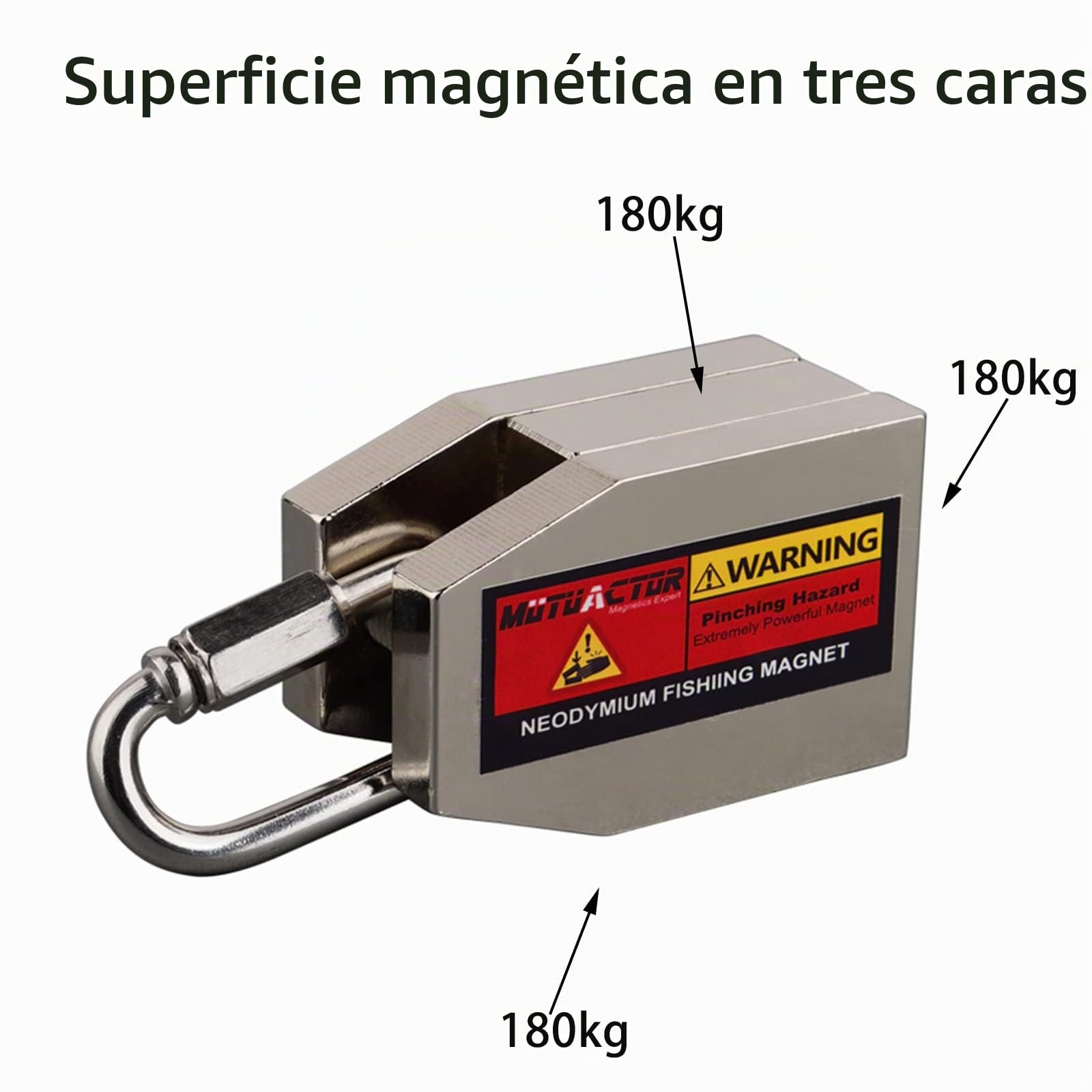 MUTUACTOR - Kit de imanes de pesca de tres lados, potente y combinado de 1200 lb, imán de neodimio súper potente para pescar, recuperación bajo el agua con cuerda de 66 pies y guantes.