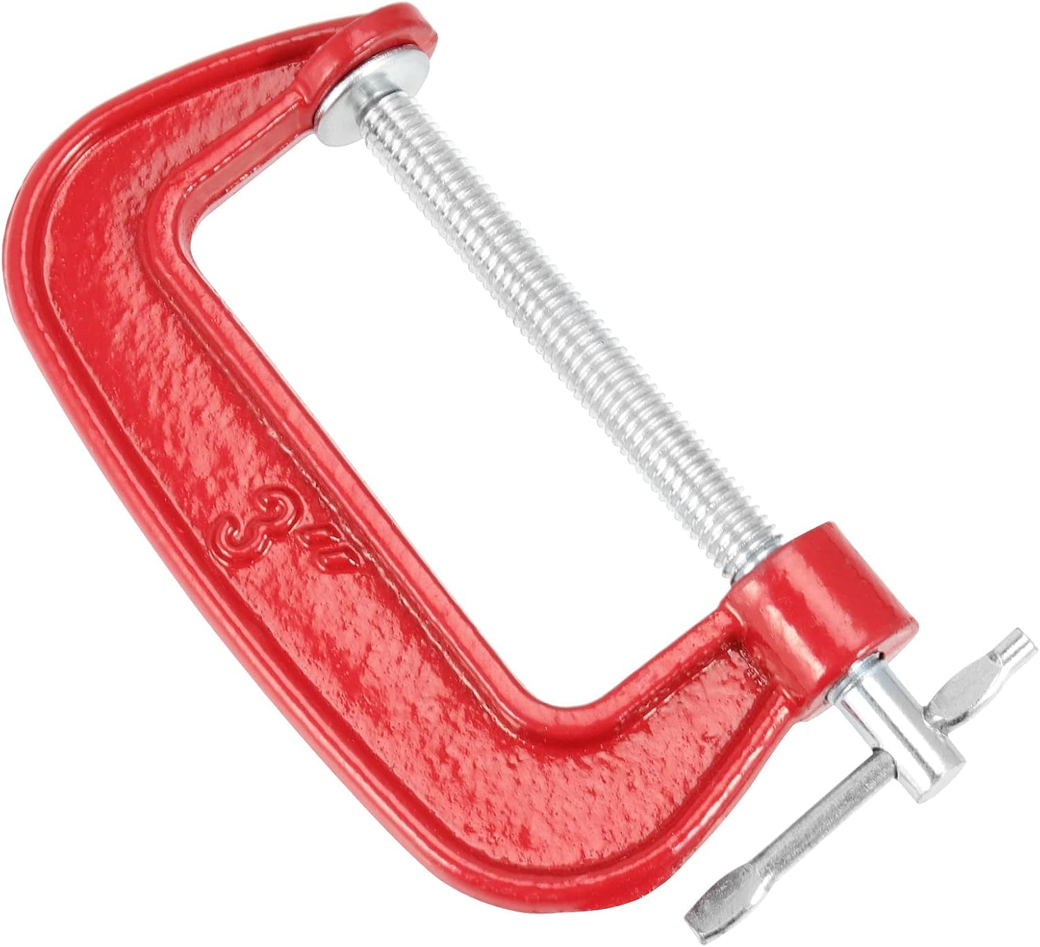 HOIGON 8 Pieces 3 Inch C-Clamps Set, Cast Iron C Clamp Set with 3 Inch Jaw Opening, 1.6 Inch Throat Depth for Woodworking, Welding, and Building, Red