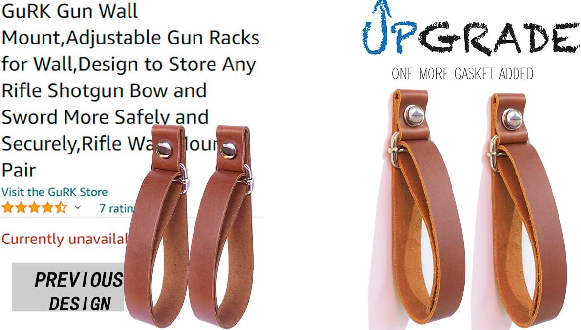 GuRK Gun Racks,Adjustable Leather Gun Hangers for Rifle and Shotgun,Gun Wall Mount Fit for Any Gun