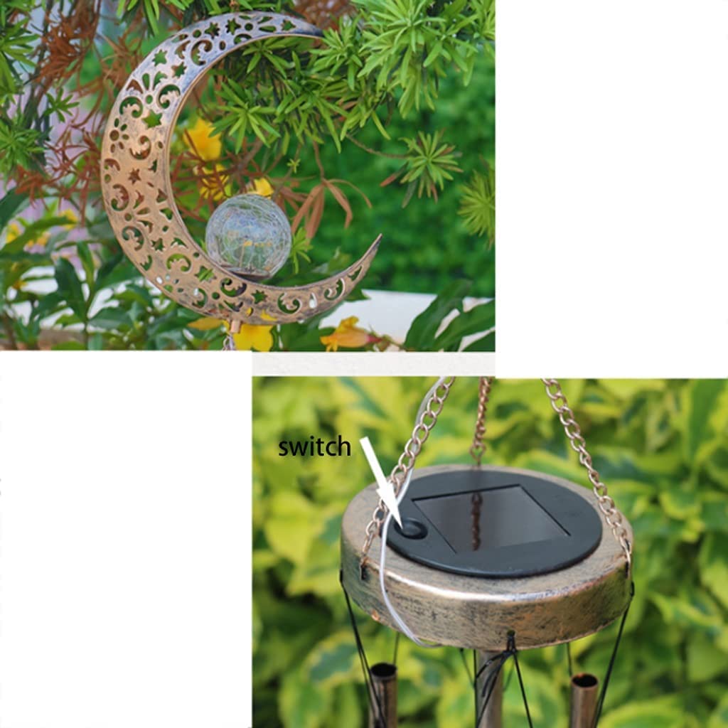 Carillon a Vent pour Maison Moon Crackle Glass Solar Ball Wind Chimes Sympathy Outdoor Gifts for Mom Garden Decoration Décoration Intérieure