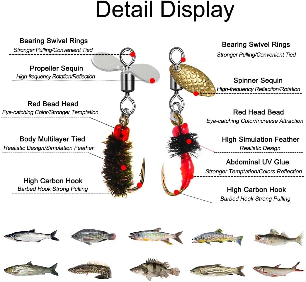 24/30/46/54/127-Pieces Fly Fishing Files Kit #8-#16 Handmade Dry Wet Nymphs Streamers Fly Fishing Lures for Trout Salmon with Fly Box