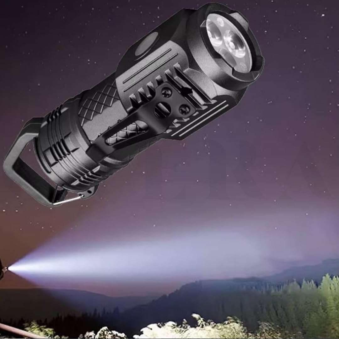 overa 1pcs mini flashlight, super power flashlight, zoom torch, high brightness led, 5 light modes, compact, portable, usb rechargeable, water resistant