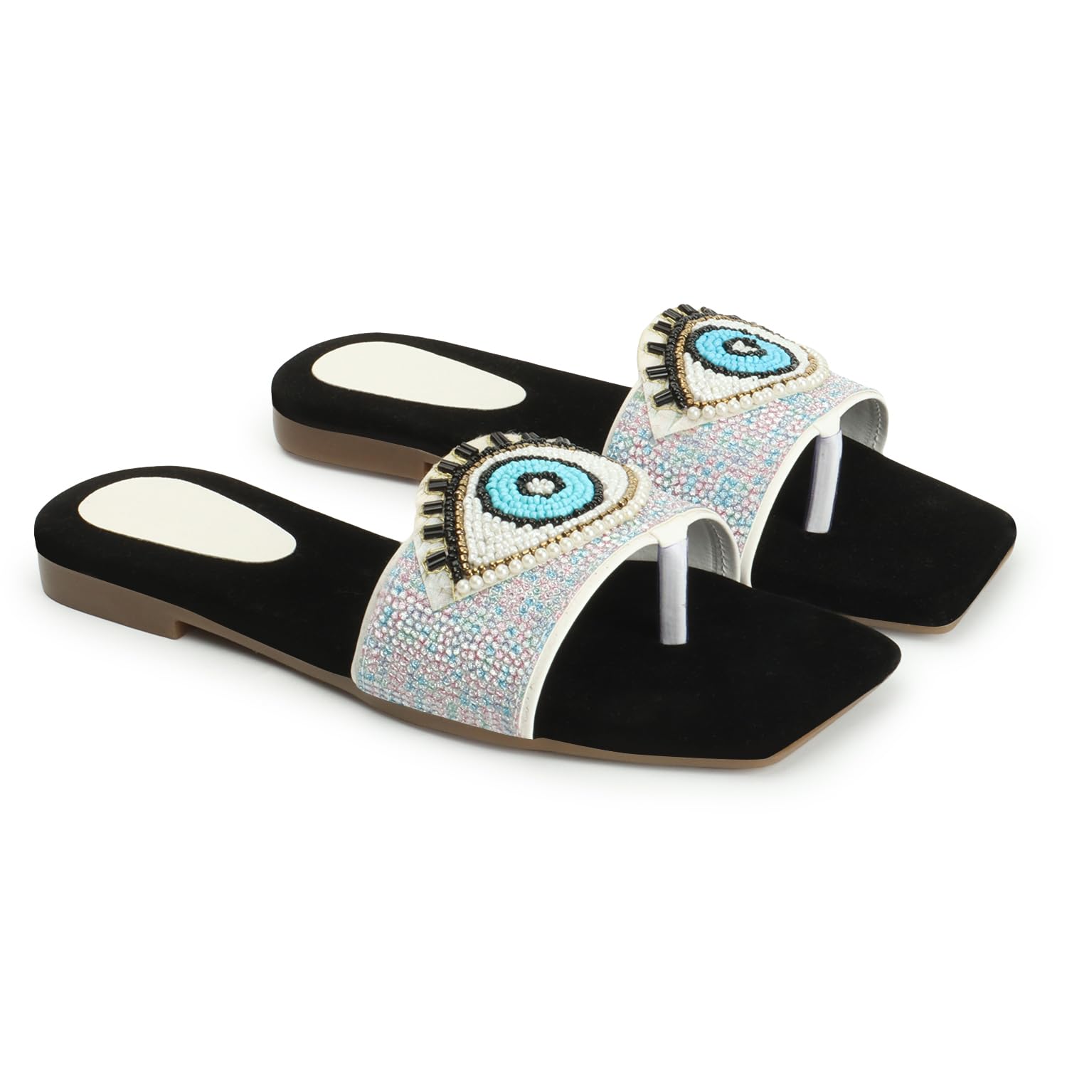 Naitik Women's Fancy Bigg Boss Eye Style slip-On Flat Sandals Chappal for Girls Party & Occasions 3 to 8 Sizes-picture-43