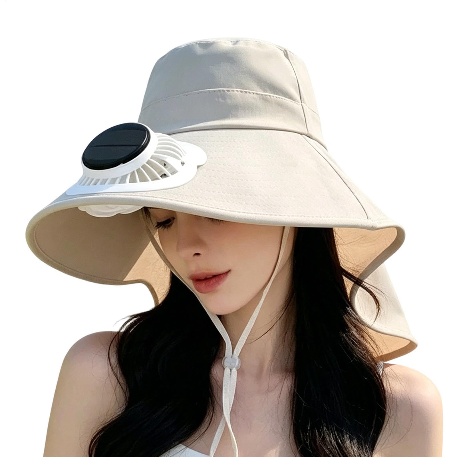 Chapeau à Ventilateurs solaires | Large Bord Rabat Cou Protection UV Respirant,Casquette Solaire Rafraîchissante Anti-UV,pour Femmes, Camping, Randonnée, Alpinisme, Pêche, Plein Air, Cyclisme