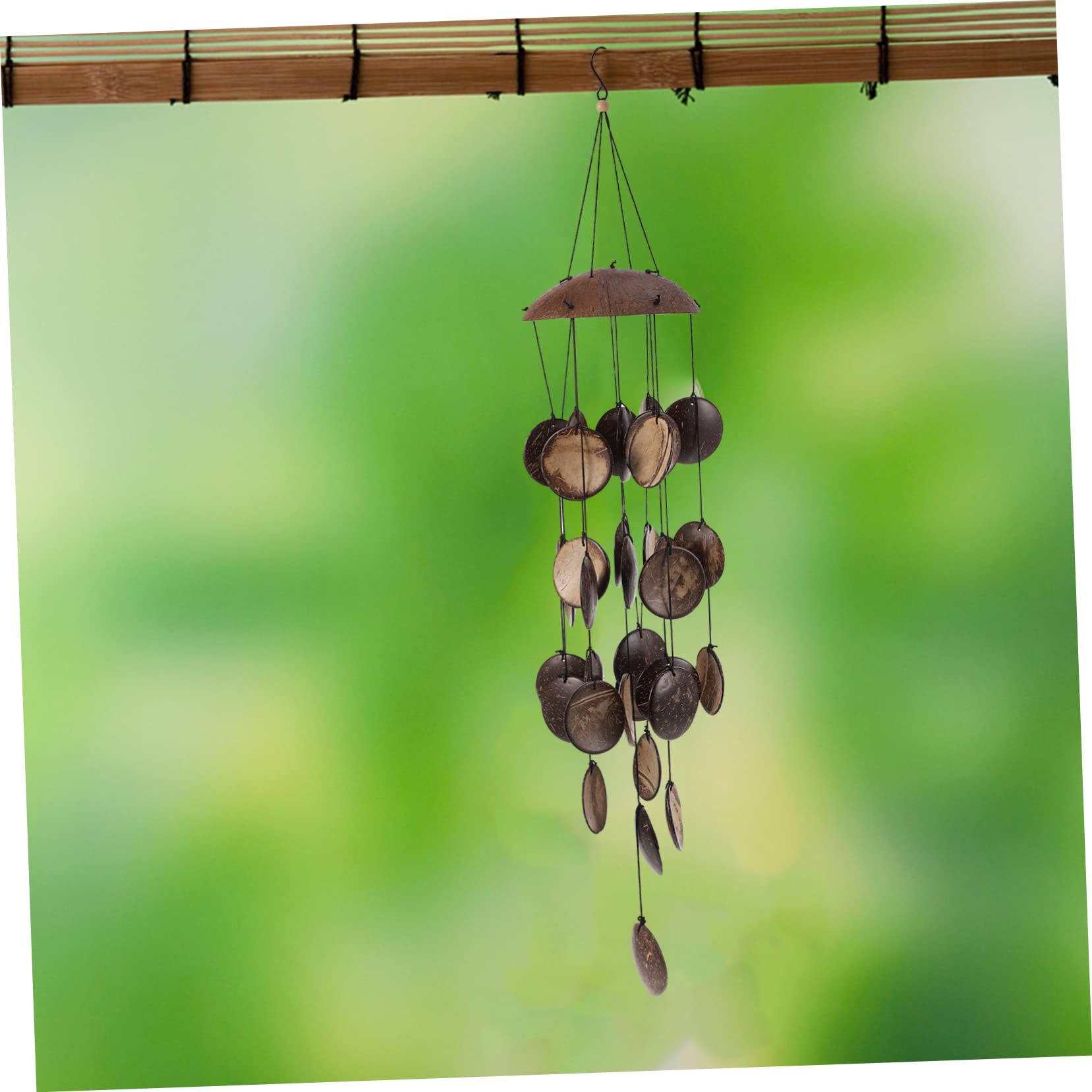 Gatuida Campanelli Eolici in Guscio di Cocco Marrone per Decorazioni da Giardino Esterno, Design Creativo e Rilassante per Arredamento Casa e Giardino