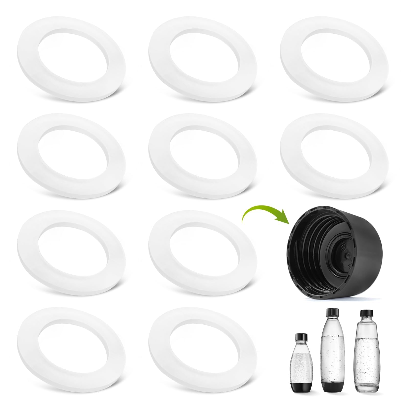 Zestaw 10 Uszczelek O-Ring do SodaStream - Wysokiej Jakości Uszczelki do Butelki 1L PET - Idealne do Domu i Biura - Łatwa Instalacja, Trwałe Materiały, Doskonałe Dopasowanie