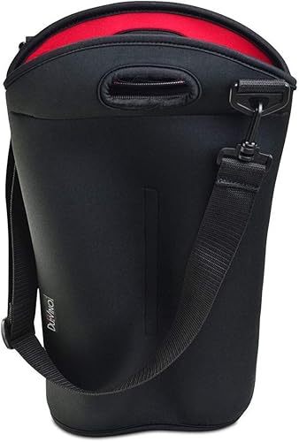 Miniatura 5 de Bolsa de viaje para 2 botellas, bolsa de viaje de neopreno aislante grueso, expandible, 2 botellas, diseño más alto, cierre de cremallera sobre