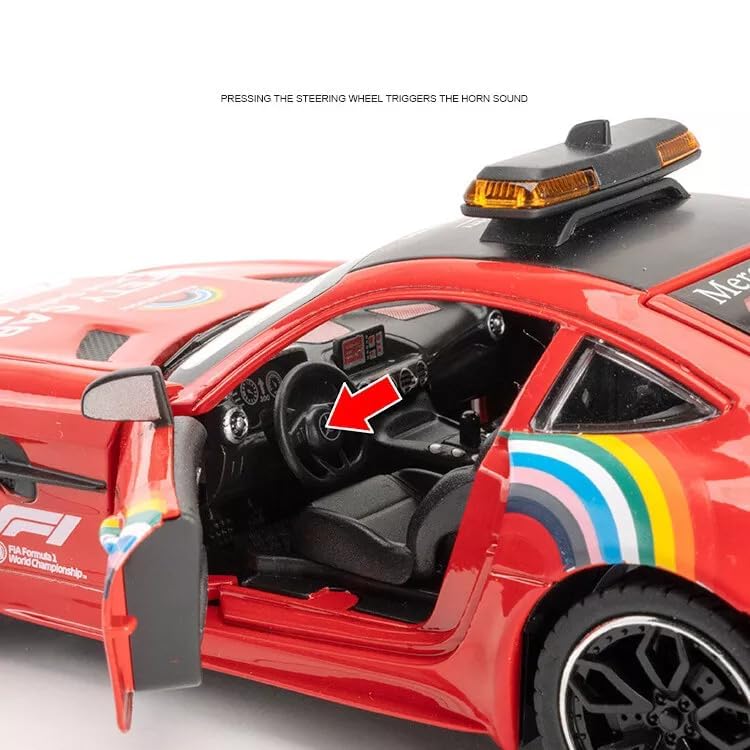Image of BlackZone 1:24 Scale F1 Track Safety Car Compatible for Marcedes- GTR Diecast Model, Pull Back Toy Car with Light and Sound, Alloy Collectible for Kids and Adults (1:24 F1 Marcedes-RED)