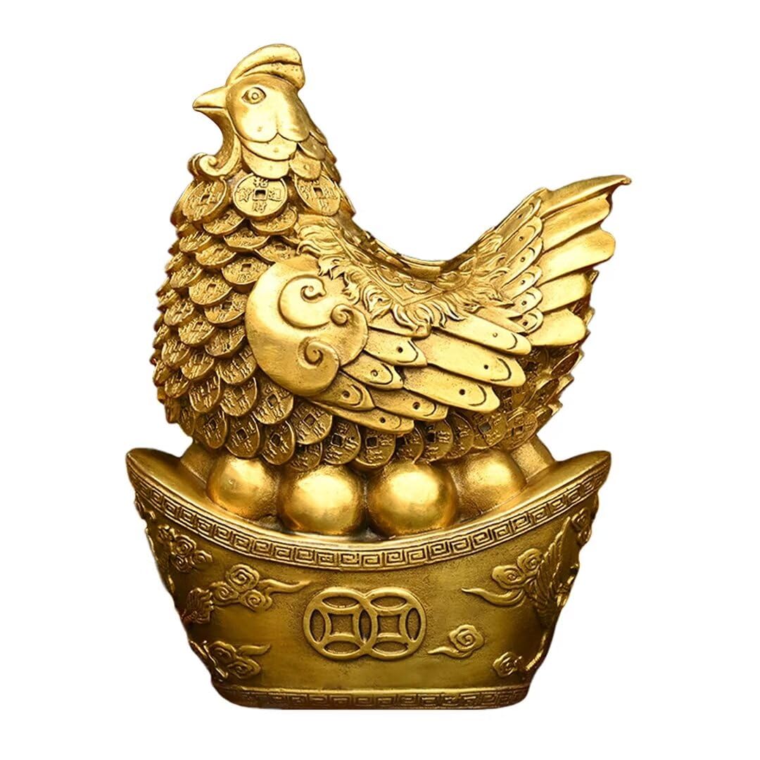 GLETSF 1 PCS Brass Bull Figurine Chinese Zodiac Figurines Fengshui Wealth Figurines Brass Figurines Animals Ornament Figurine for Bookshelf Decoration,Prosperous Bull