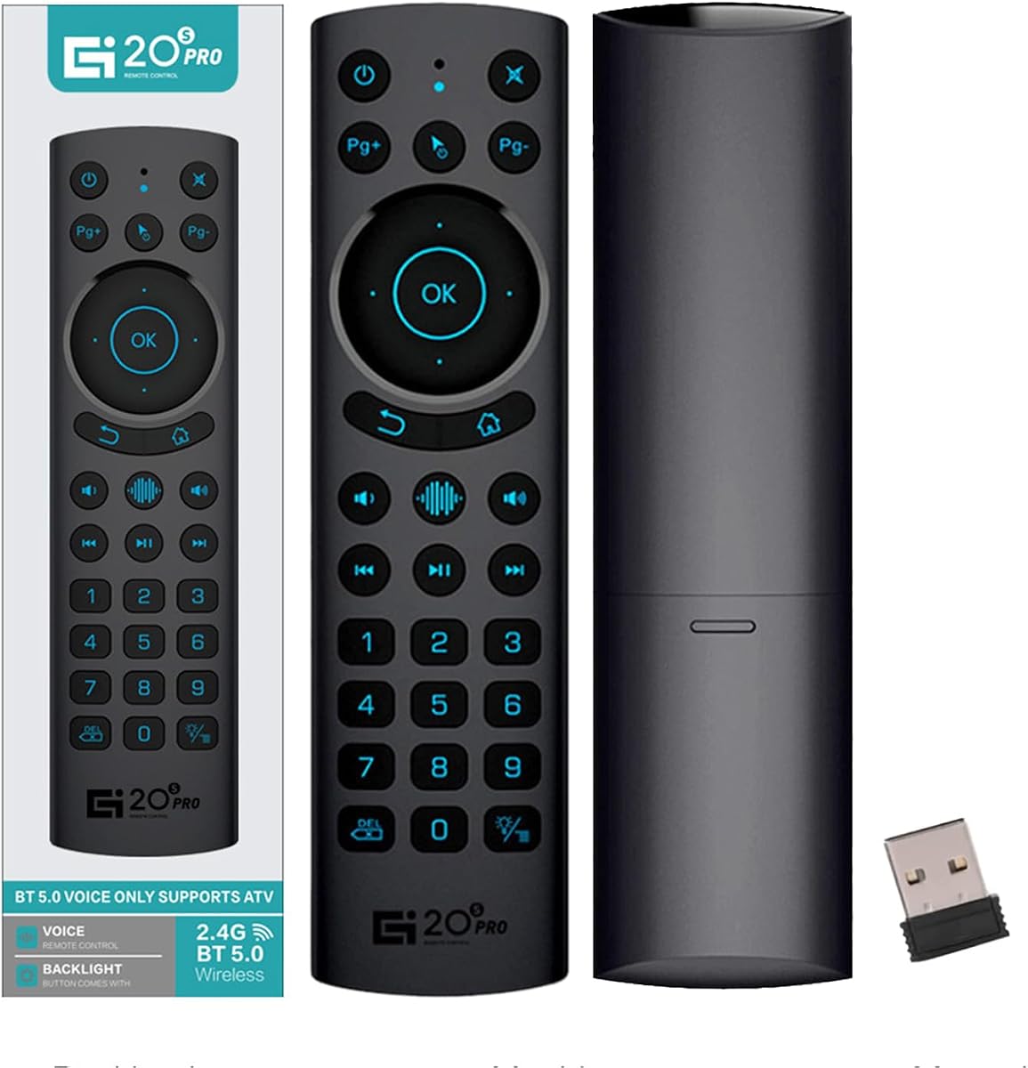 Control remoto por voz Bluetooth para televisores inteligentes, control remoto por voz universal con transmisor USB Función de aprendizaje por infrarrojos Adecuado para computadoras Proyectores Cajas de TV Android