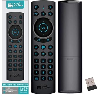 Bluetooth Fernbedienung f&uuml;r Android TV Box, 2024 Neueste 2.4G USB IR 5.0 Stimme Beleuchtet Fernbedienung Ersatz (G20S Pro Plu