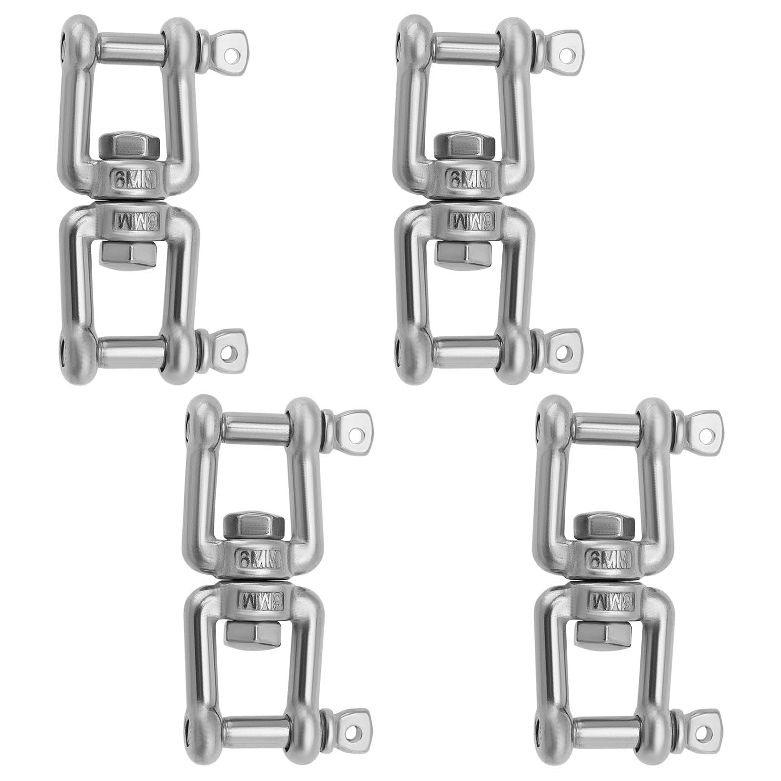 Ecsing 4Pcs 316 Stainless Steel Swivel Double Shackle M6x67mm Double Jaw Shackle Jaw Anchor Connector For Garden, Yard, Boat, And Outdoor Use