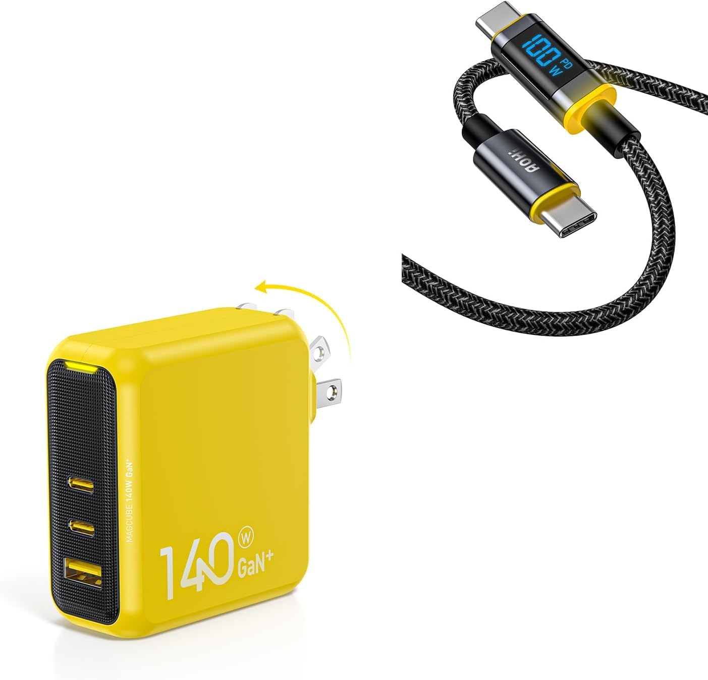 AOHI 140w 充電器 AOHI Magcube Pro 140W GaN+ 2 USBC and 1 USBA Fast Charger - AOHi