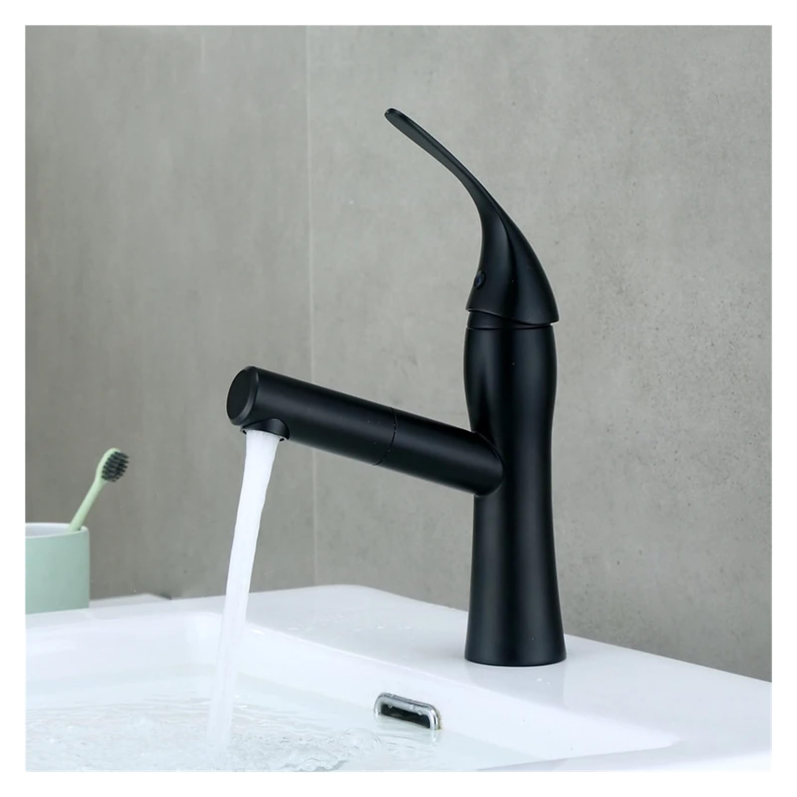 ZQFHSX Pull Out Bathroom Basin Sink Faucet Hot Cold Water Mixer Tap Black with Spray Tall Faucet,Kitchen faucets