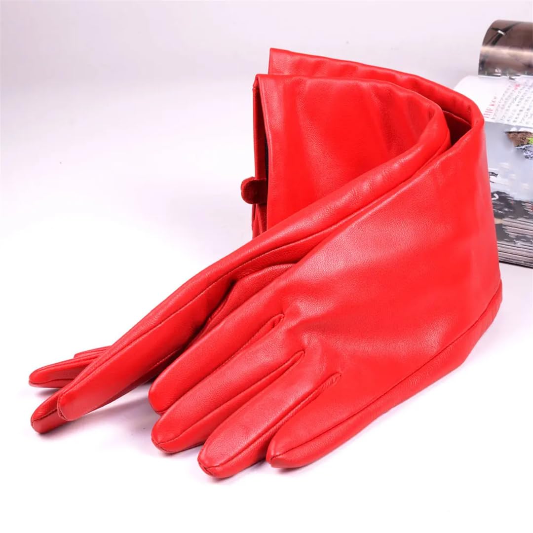 Guantes largos de piel de oveja para mujer, para fiesta, noche, boda, ópera