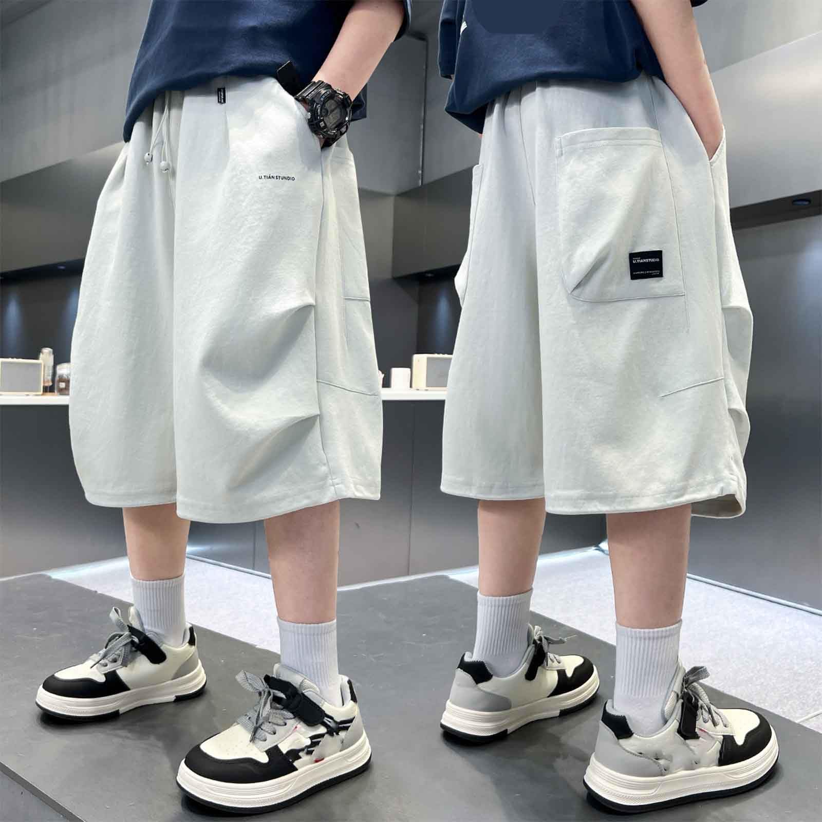 Pantalones Cortos Niño Baggy Elastico Cintura Verano Holgados Pantalon Jogger Shorts Niño Deportiva Casual Adolescente Chico Sweatpants