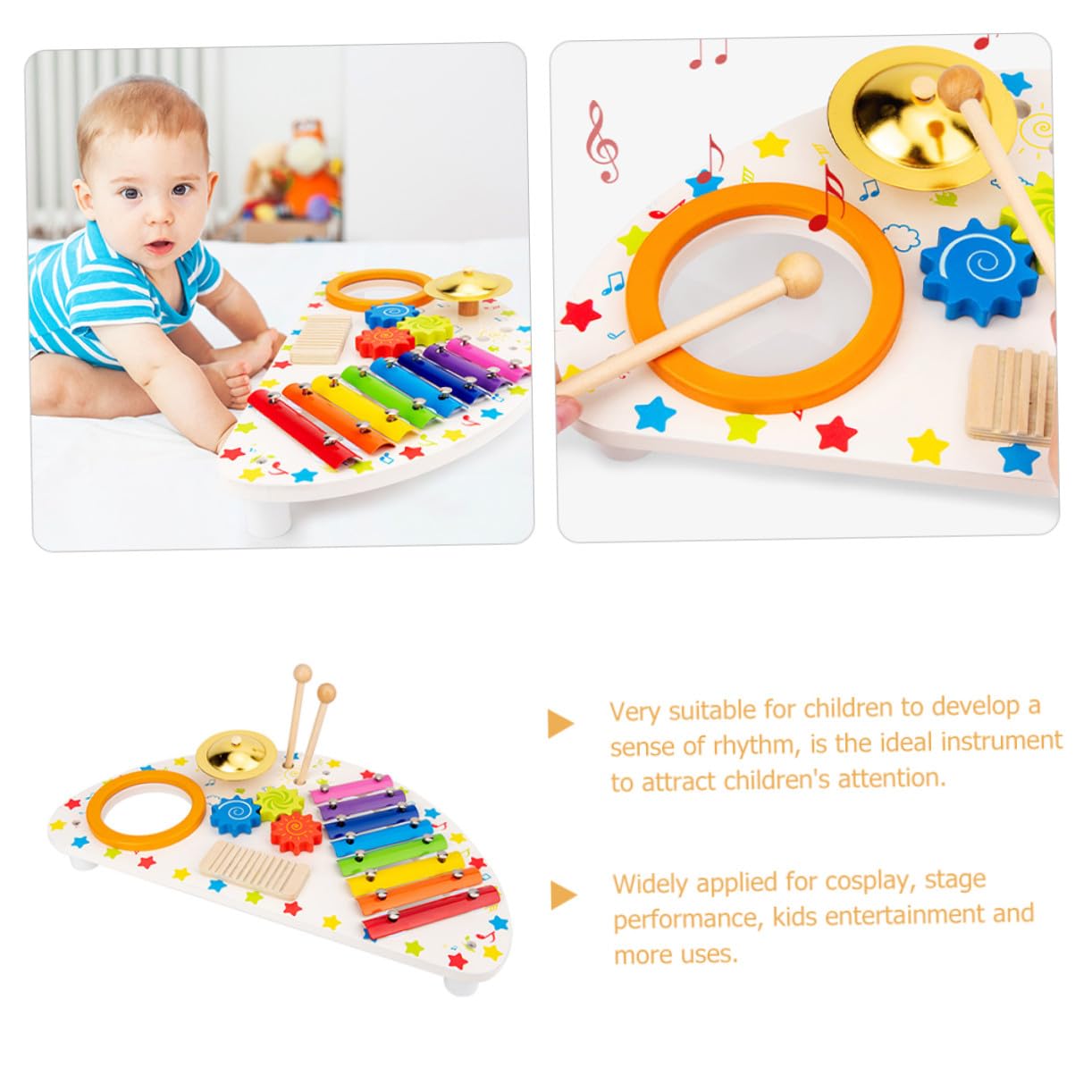 VICASKY Xylophone Bois pour Garçon Fille Jouet Musical Éducatif Instrument de Percussion