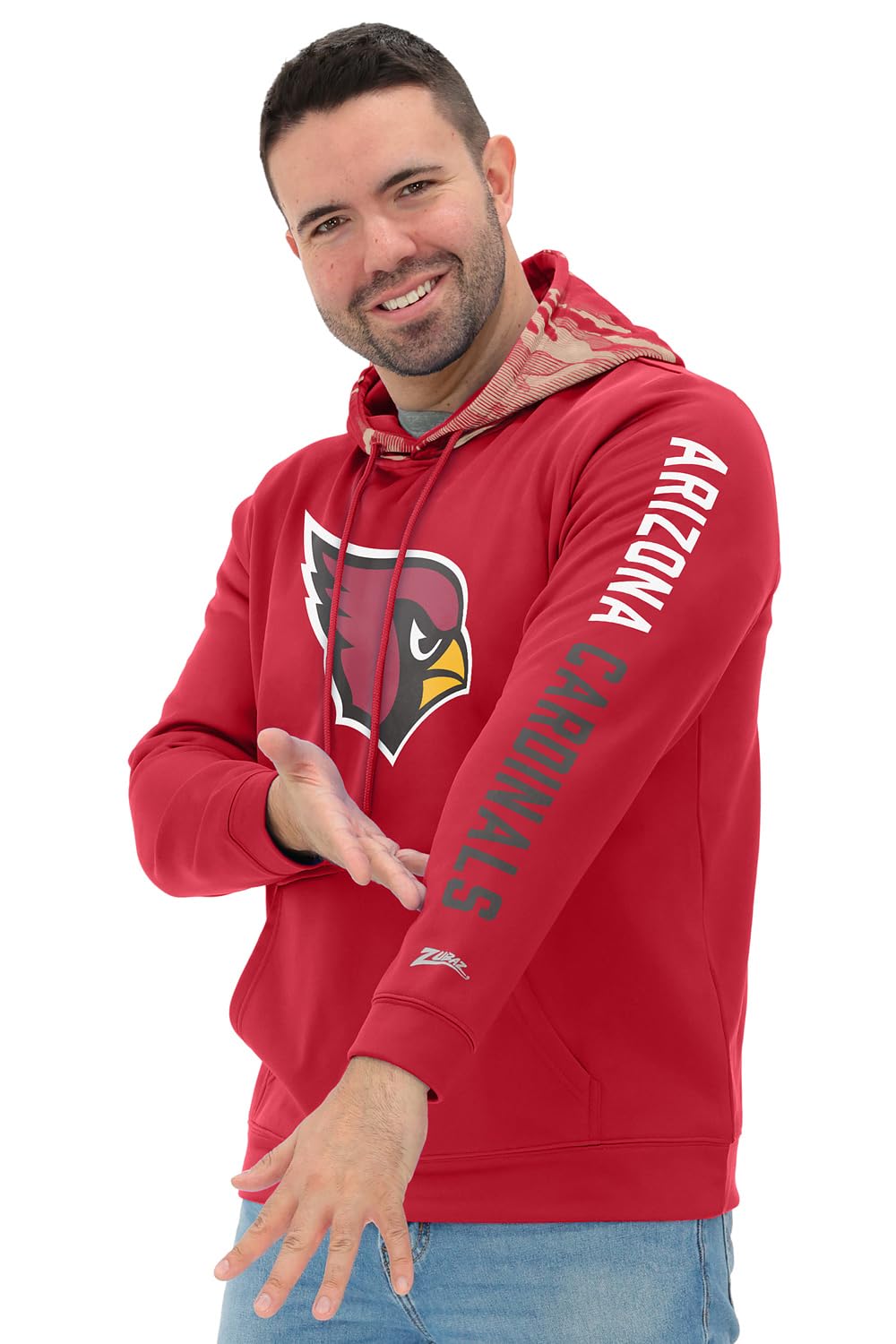 Zubaz NFL Football Men's Solid Team Hoodie with Camo Lined Hood and Sleeve Graphic — view 28