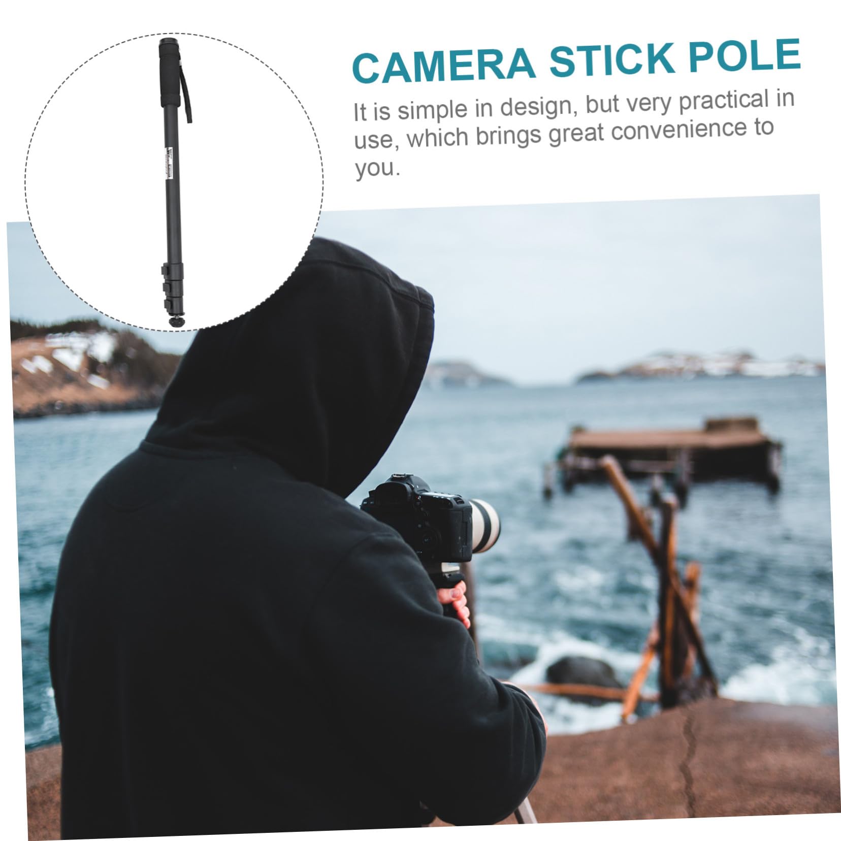 Monopode Extensible pour Appareil Photo Charge Maximale 3kg en Alliage D'aluminium Léger et Stable Support Portable Noir pour Photographe en Déplacement