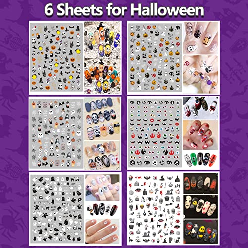 Tailaimei 18 Sheets Holiday Nail Stickers, Halloween Christmas Thanksgiving Day Seasonal Nail Art Decals For Fall And Winter Diy Nail Decorations #TOP2