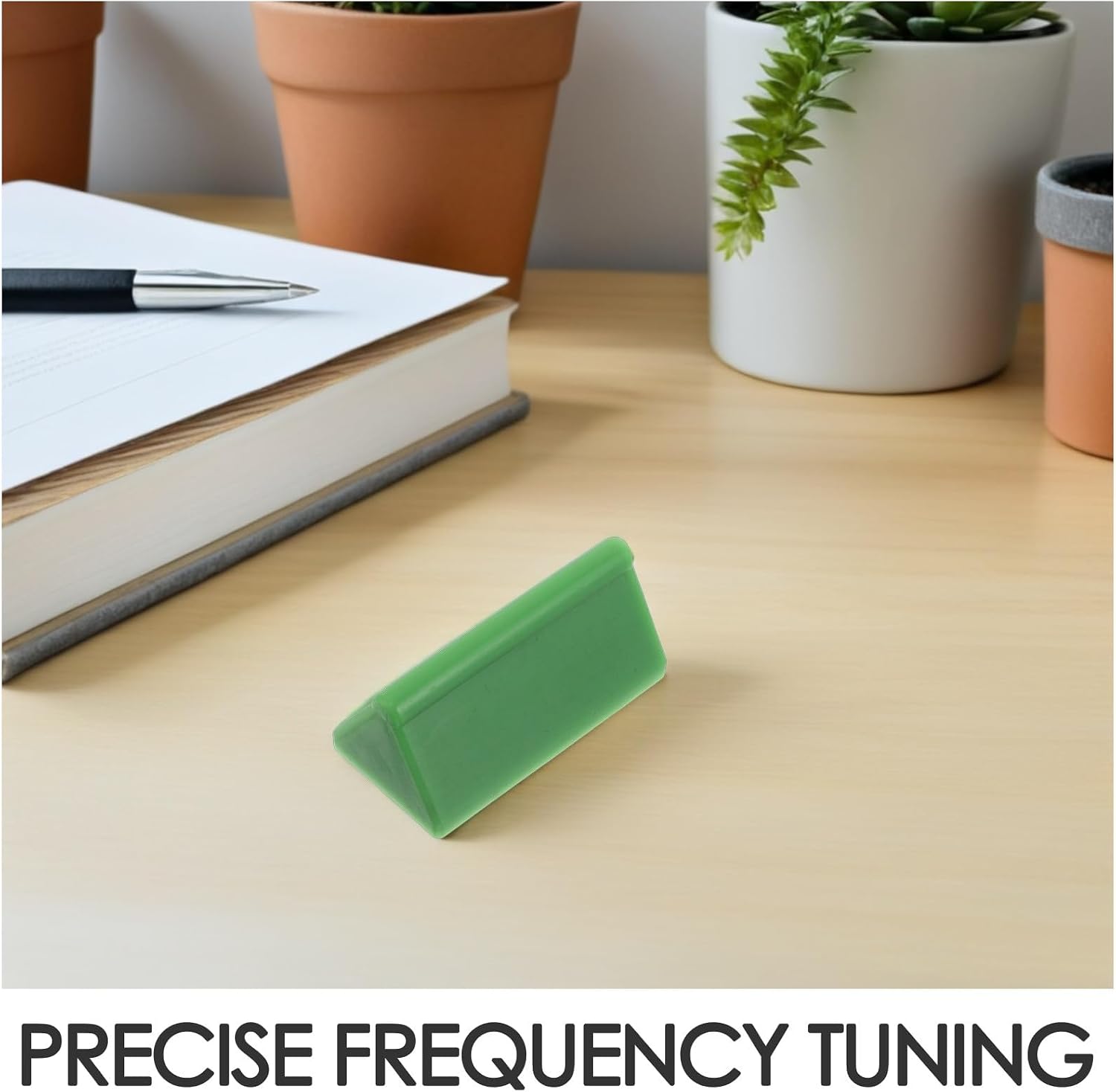 Portable Rubber Tuning Fork Striker - Triangle Activator Block, Noise Reducing Resonance Tool for Meditation, Hands-Free Instrument Maintenance(Green)